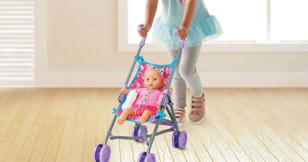 Little Girl with a Kid Connection 10-Piece Baby Doll & Stroller Set