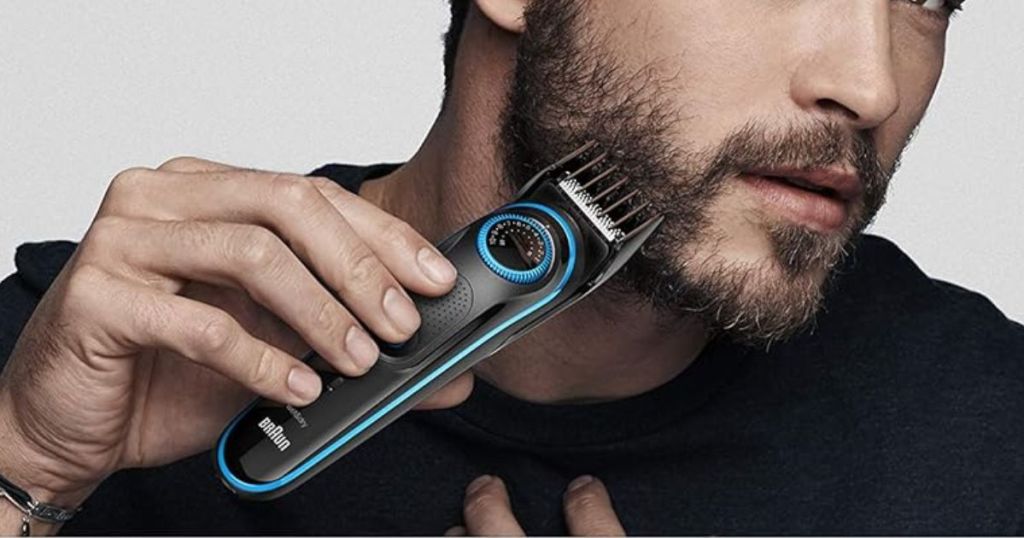man shaving with a Braun Beard Trimmer BT5240