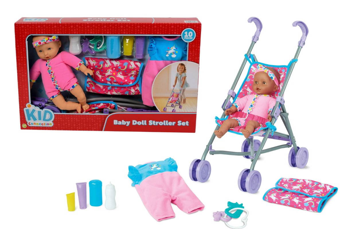 Kid connection baby doll cheap stroller playset