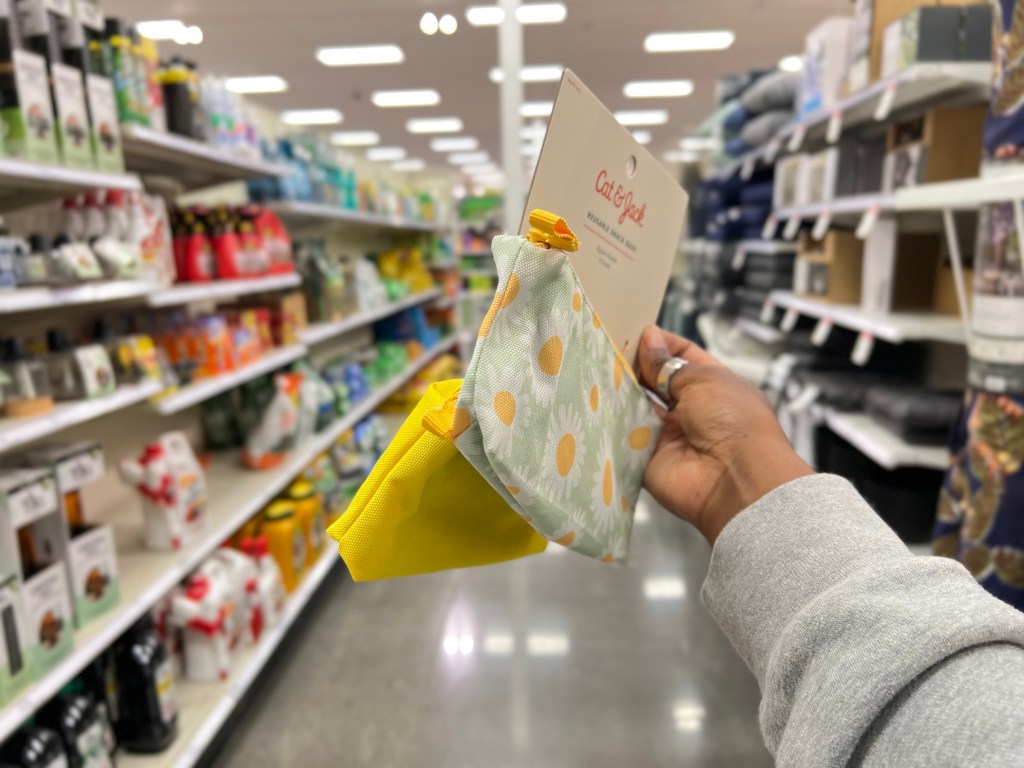 Cat & Jack 2 pk Reusable Sandwich Bags in woman's hand at Target