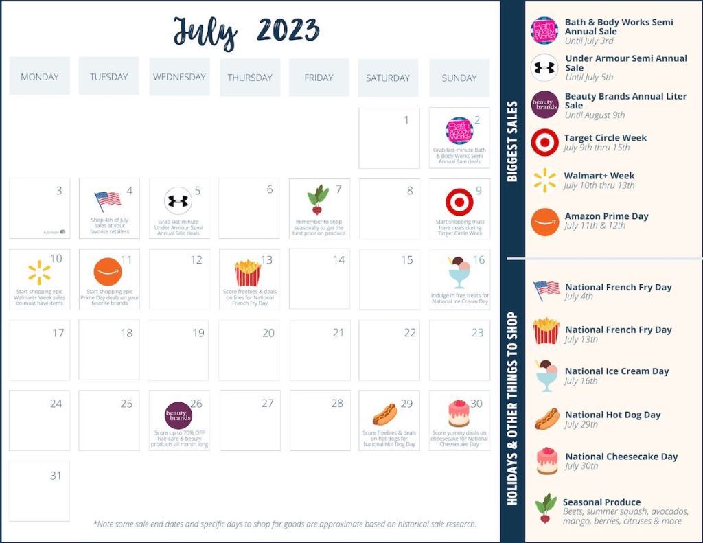 july monthly sales calendar