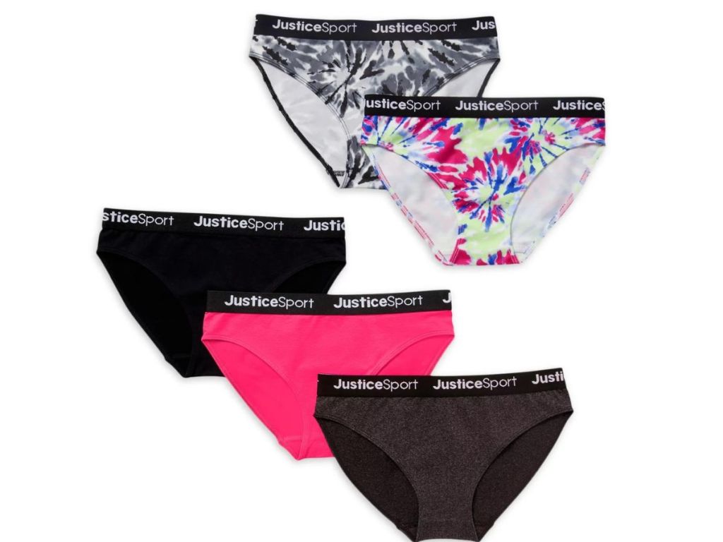 Justice Girls' Bikini Underwear 5-Pack 