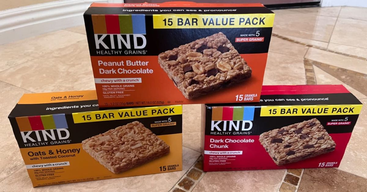 KIND Bars Healthy Grains 45-Count Variety Pack Only $16 Shipped on Amazon (Just 30¢ Each) + More