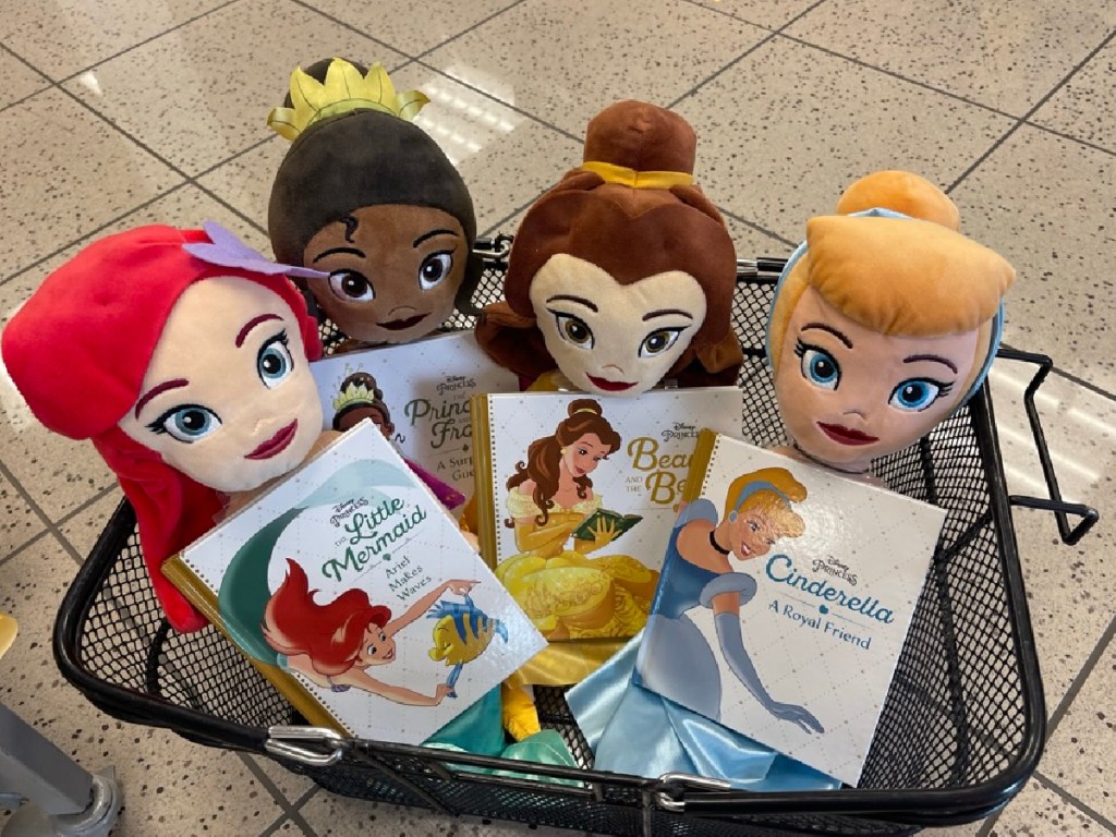Kohl's Cares Disney Plush & Book Sets in basket inside store