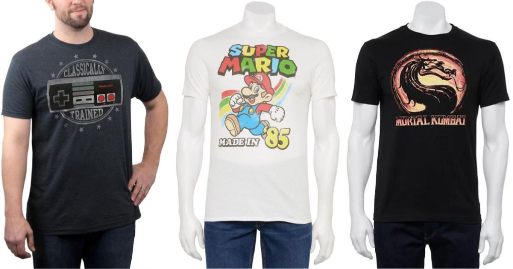 stock images of gaming theme graphic tees fom Kohl's