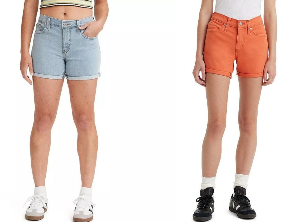 stock images of two pairs of Levi's women's jeans shorts