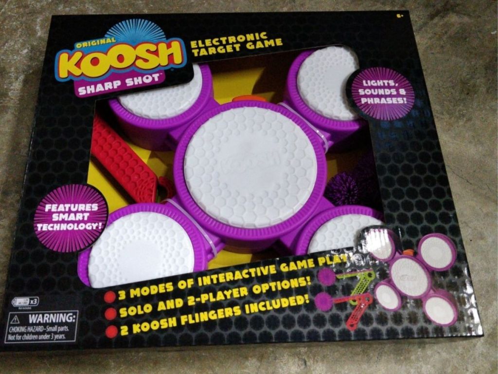 Koosh game in the box sitting on the floor