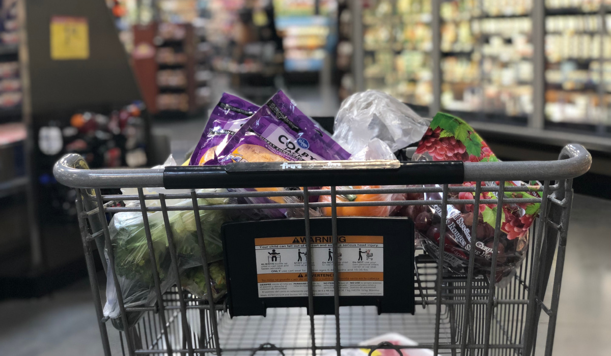 Groceries in a kroger cart