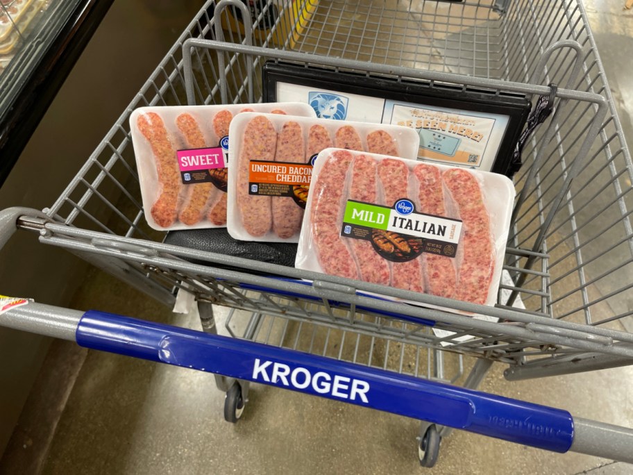 Kroger Meat sitting in the grocery cart