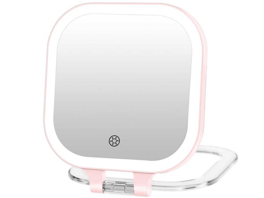 Lighted Portable Mirror in Pink