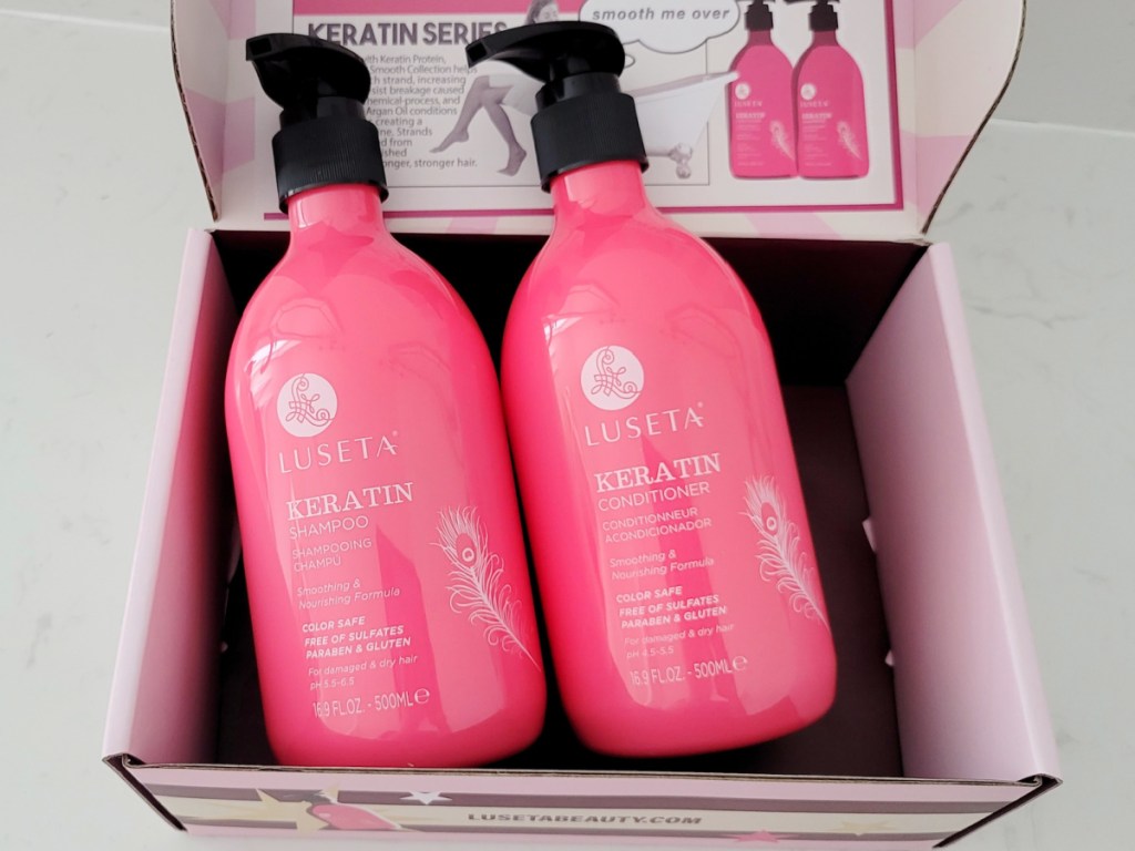 Luseta Keratin Shampoo & Conditioner Set displayed in a box