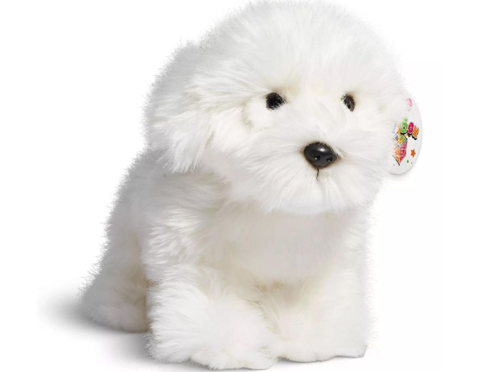 white fluffy stuffed toy dog
