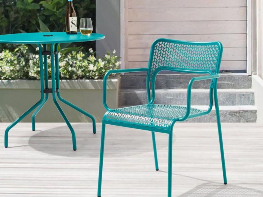 Member's Mark Cafe Collection Steel Table & Chairs Set in Aqua