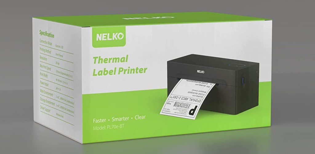 Nelko Bluetooth Thermal Shipping Label Printer in its box