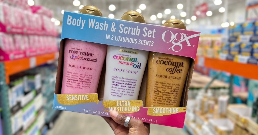 ogx body scrub and body wash 3-piece set at costco