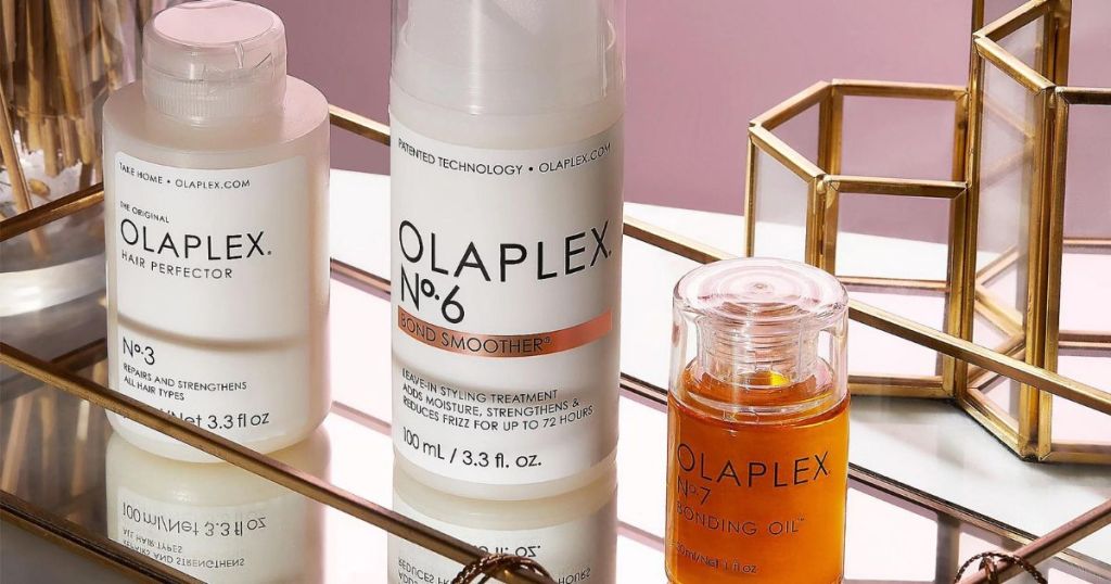 Olaplex products on a tray