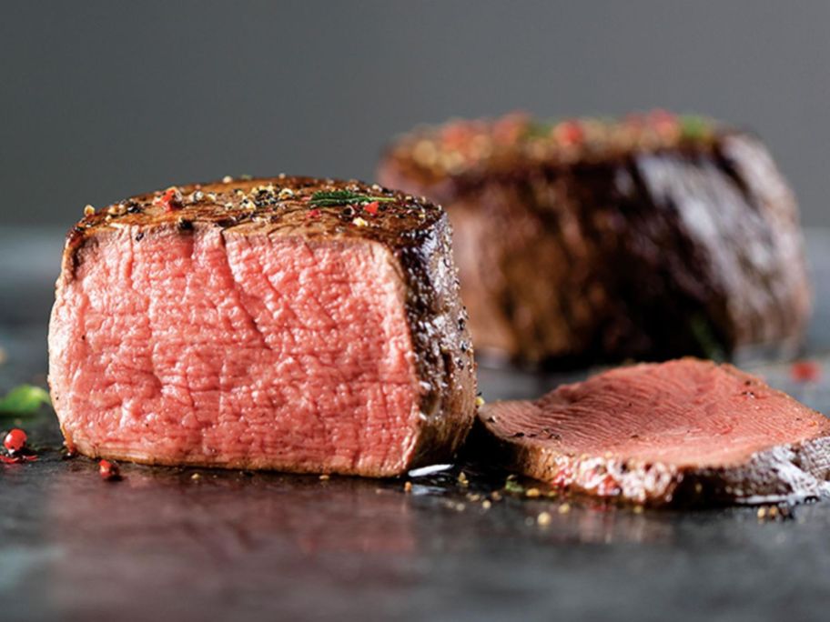 Omaha Steaks Filet Mignon cut open 