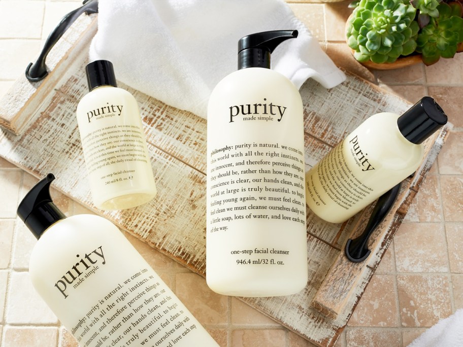 Philosophy-Purity-Made-Simple-One-Step-Facial-Cleanser فلسفة اشتر واحدًا واحصل على الآخر مجانًا على مستوى الموقع |  منظف ​​نقاء بقيمة 7 دولارات، جل استحمام بقيمة 12 دولارًا + المزيد