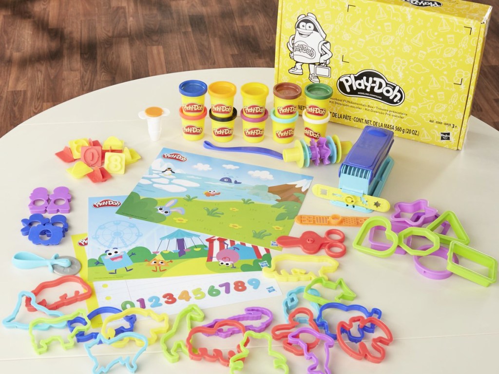 Play-Doh FUNdamentals Box contents on a table