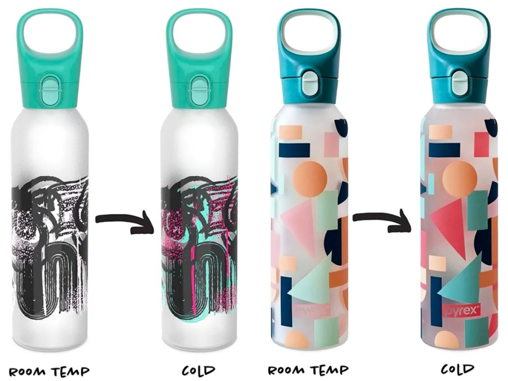 pyrex color-changing water bottles