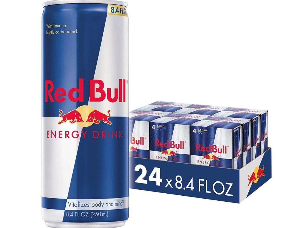 Case of red bull original energy drinks
