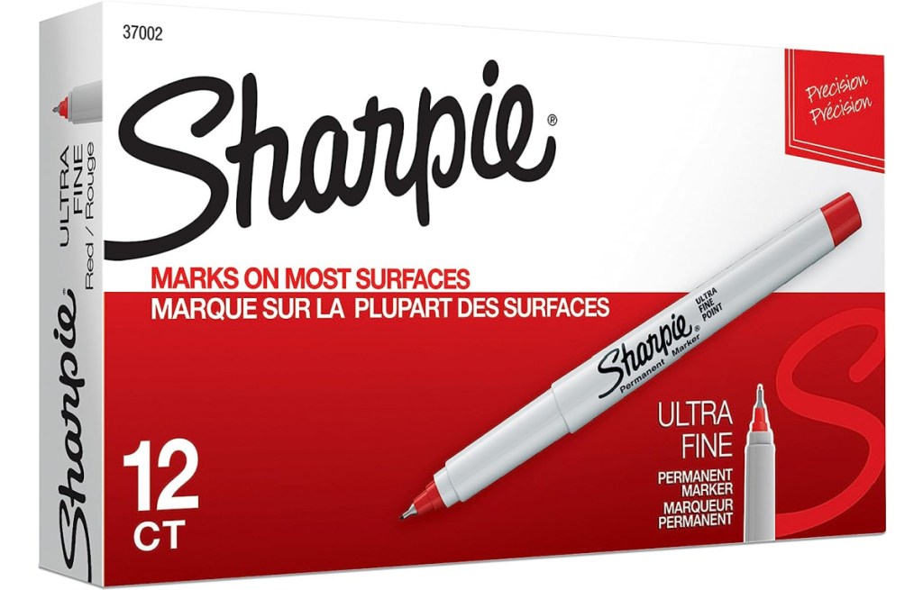 Sharpie Red Permanent Markers 12-Count - Ultra Fine Point
