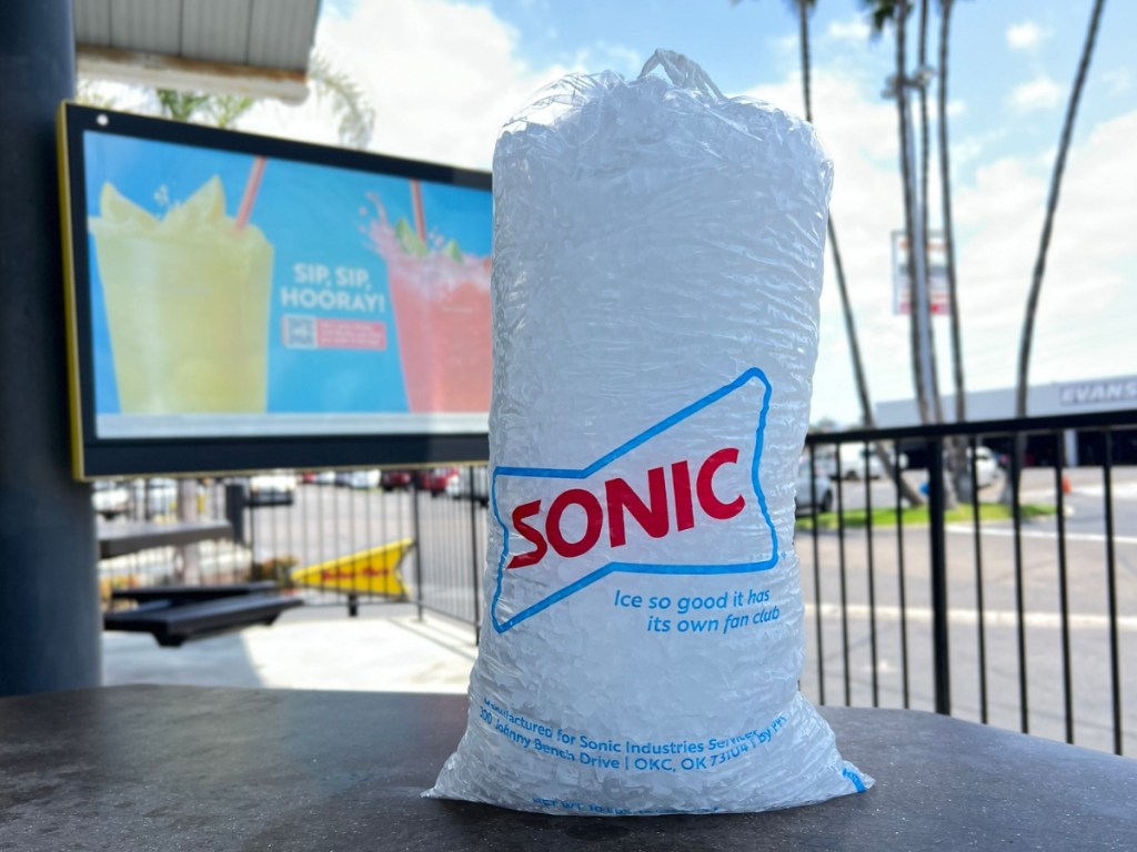 huge bag of sonic ice at restaurant 