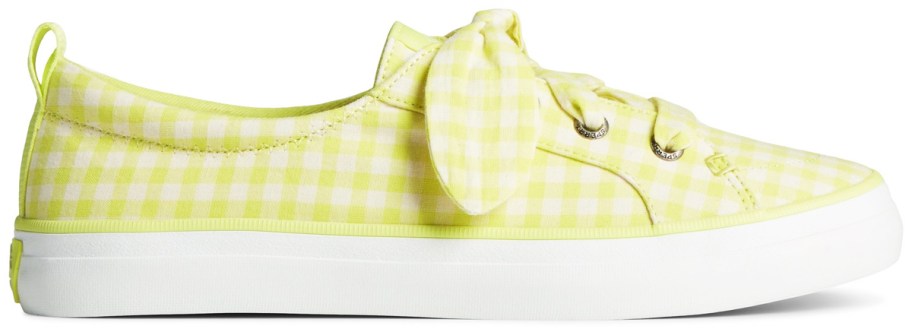 bright yellow and white gingham print sneaker