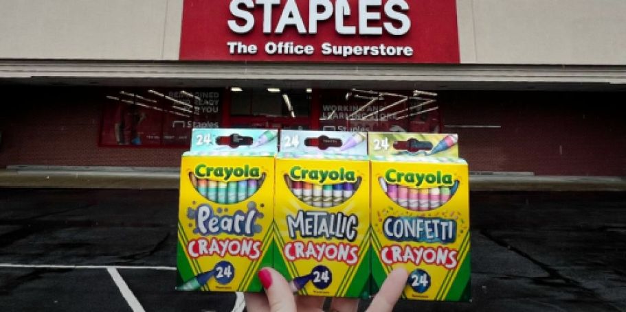 FREE Crayola Crayons 24-Pack at Staples w/ Any Purchase – Just Use Your Phone!