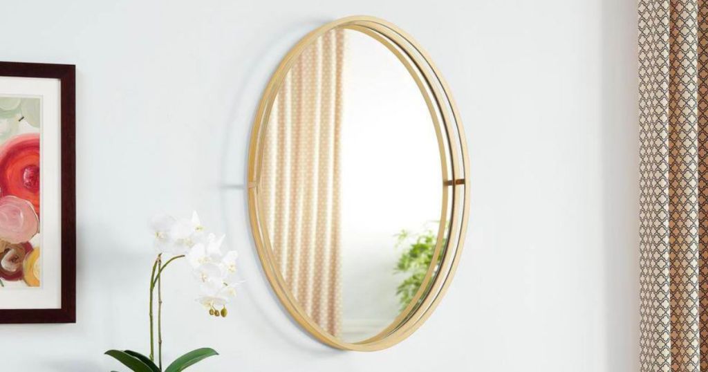 Stylewell Medium Oval Gold Metal Classic Accent Mirror Deep-Set Frame