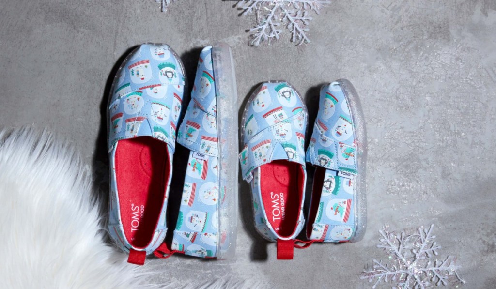 TOMS shows with snow globes on them