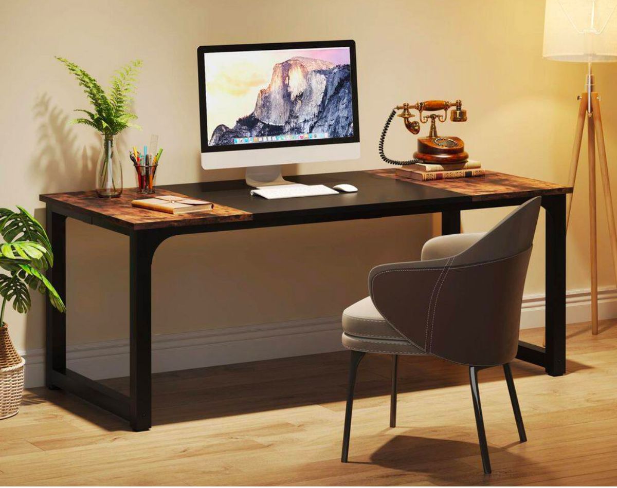 TRIBESIGNS Halseey Brown Home Office Workstation