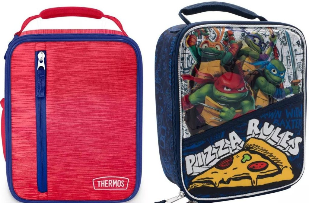 Stock images of a Thermos and Teenage Mutant Ninja Turtles Lunch Bags