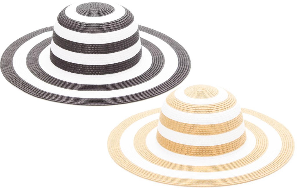 black and tan striped Time and Tru Women's Stripe Floppy Hats