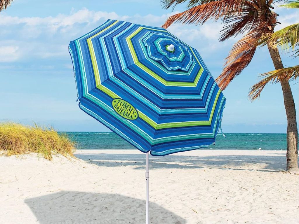 Tommy Bahama Beach Umbrella in the sand
