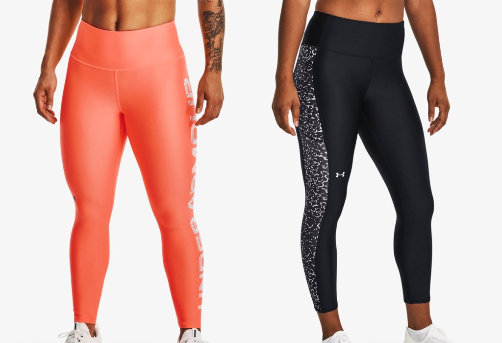 women wearing orange and black leggings