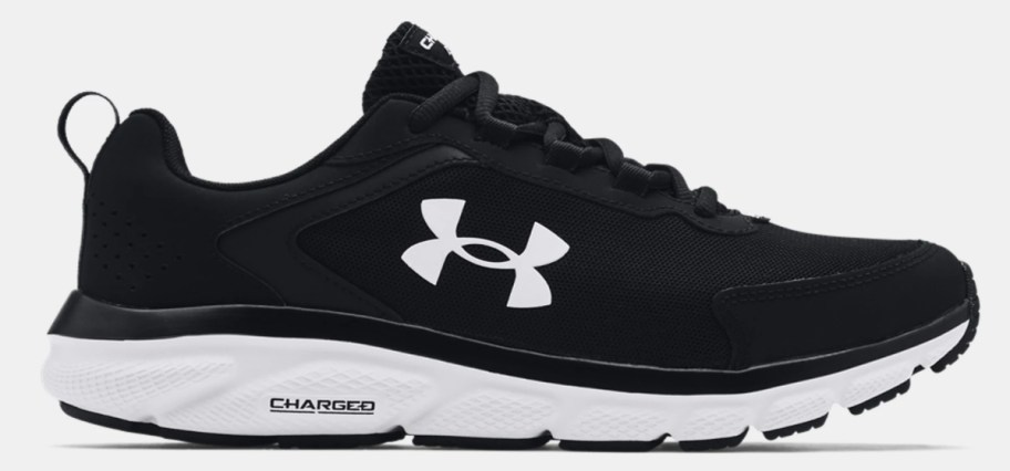 Black and white Under Armour running shoe