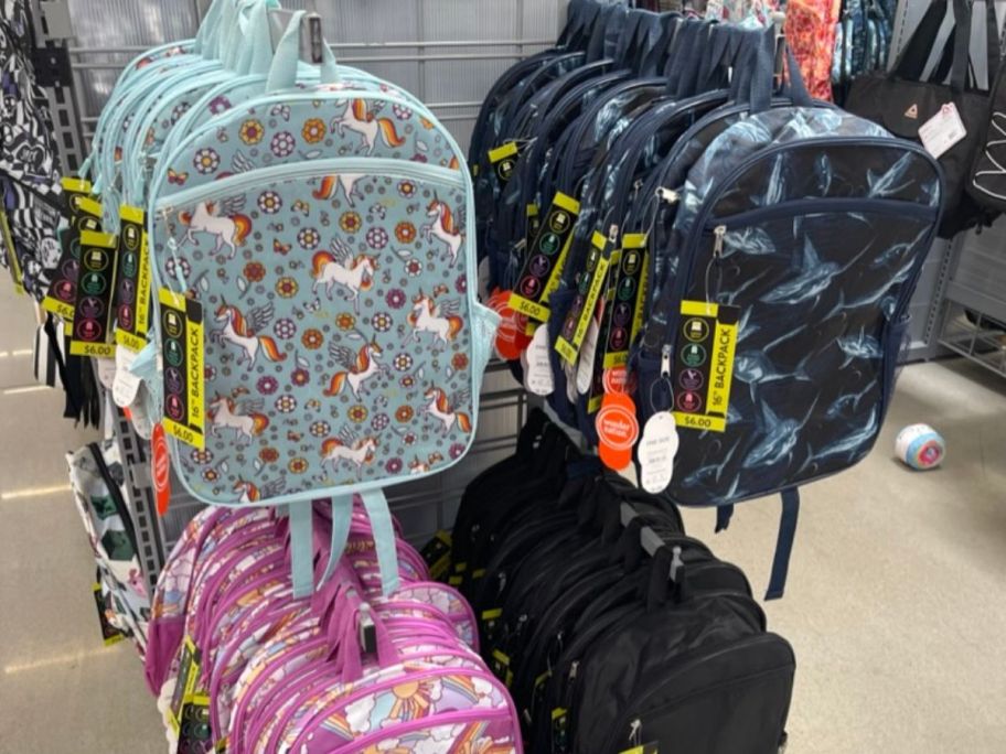 Wonder Nation 16" Backpacks on display in store