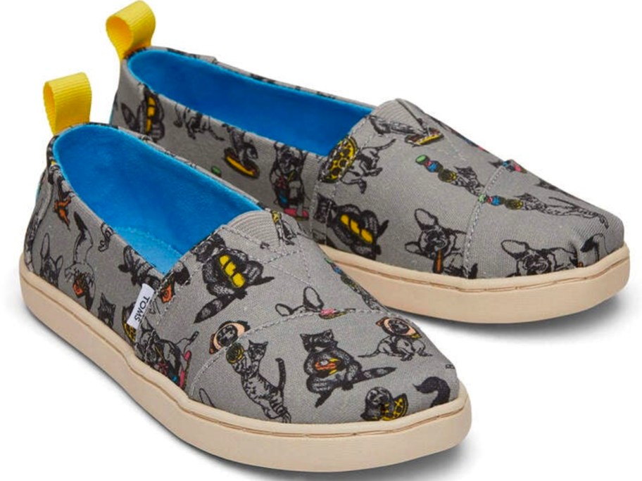 A pair of grey party animal toms shoes