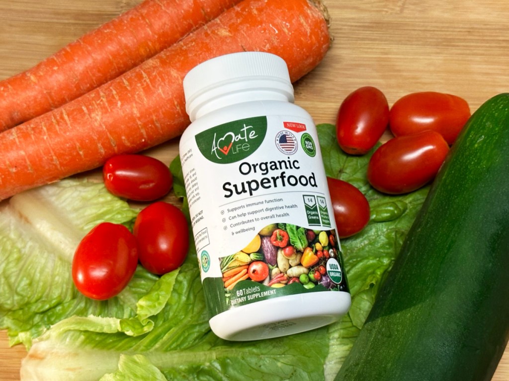amate superfood supplement and vegetables
