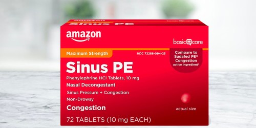 Amazon Basic Care Sinus PE Maximum Strength 72-Count Only $3 Shipped (Regularly $12)