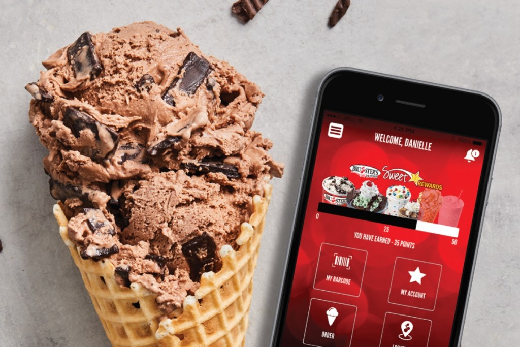 ice cream cone next to rewards app
