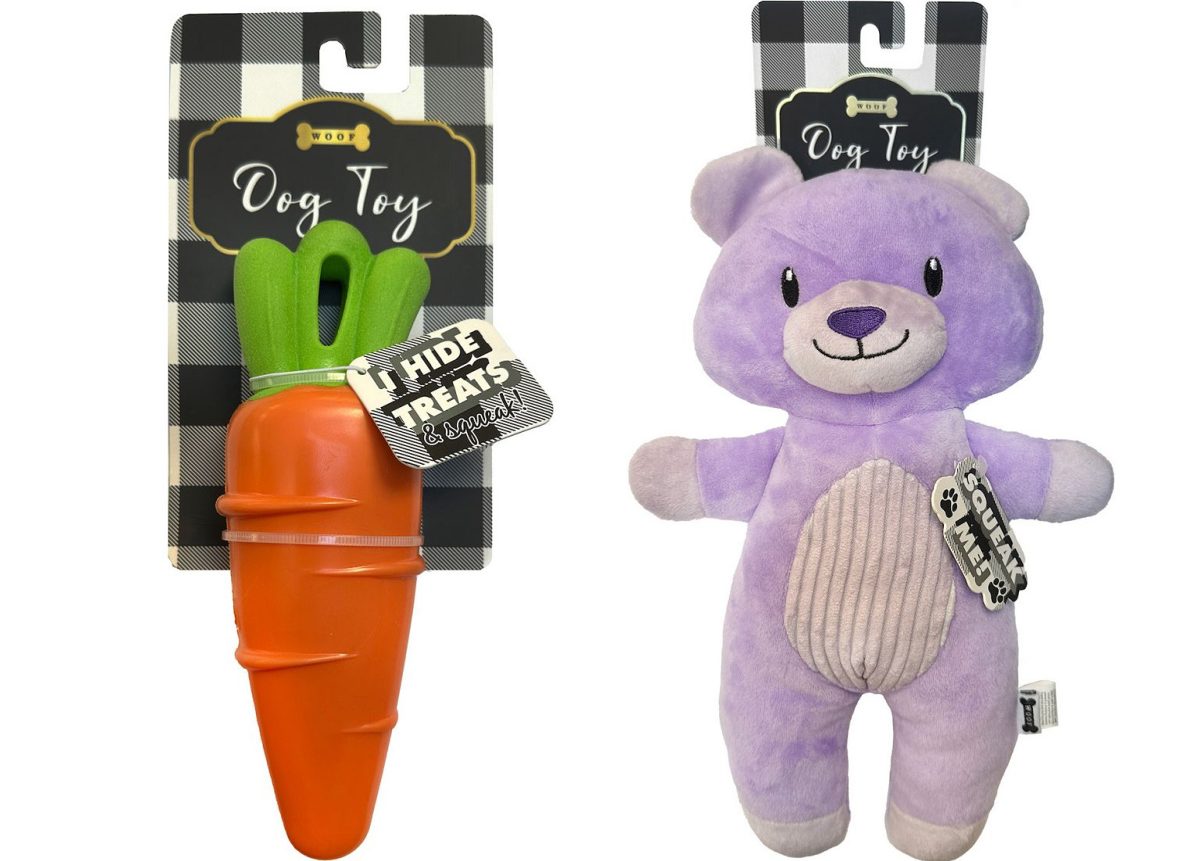 carrot and bear dog toy