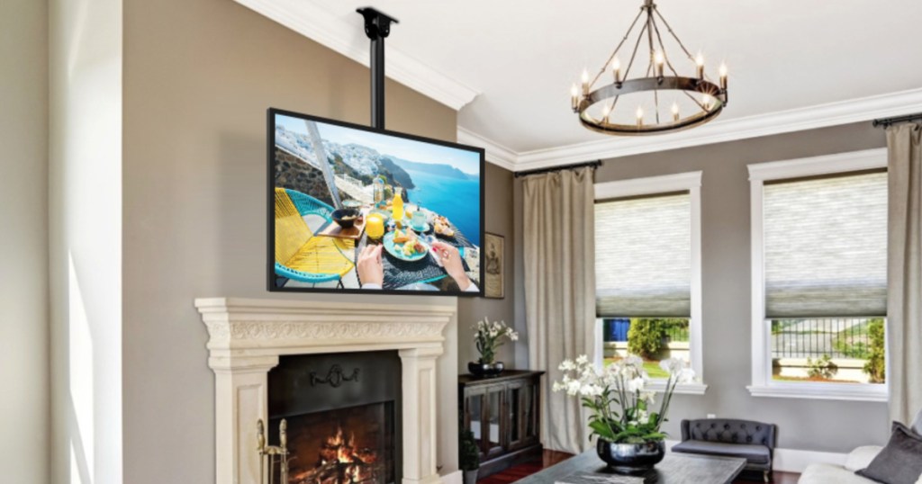 ceiling tv mount in living room 