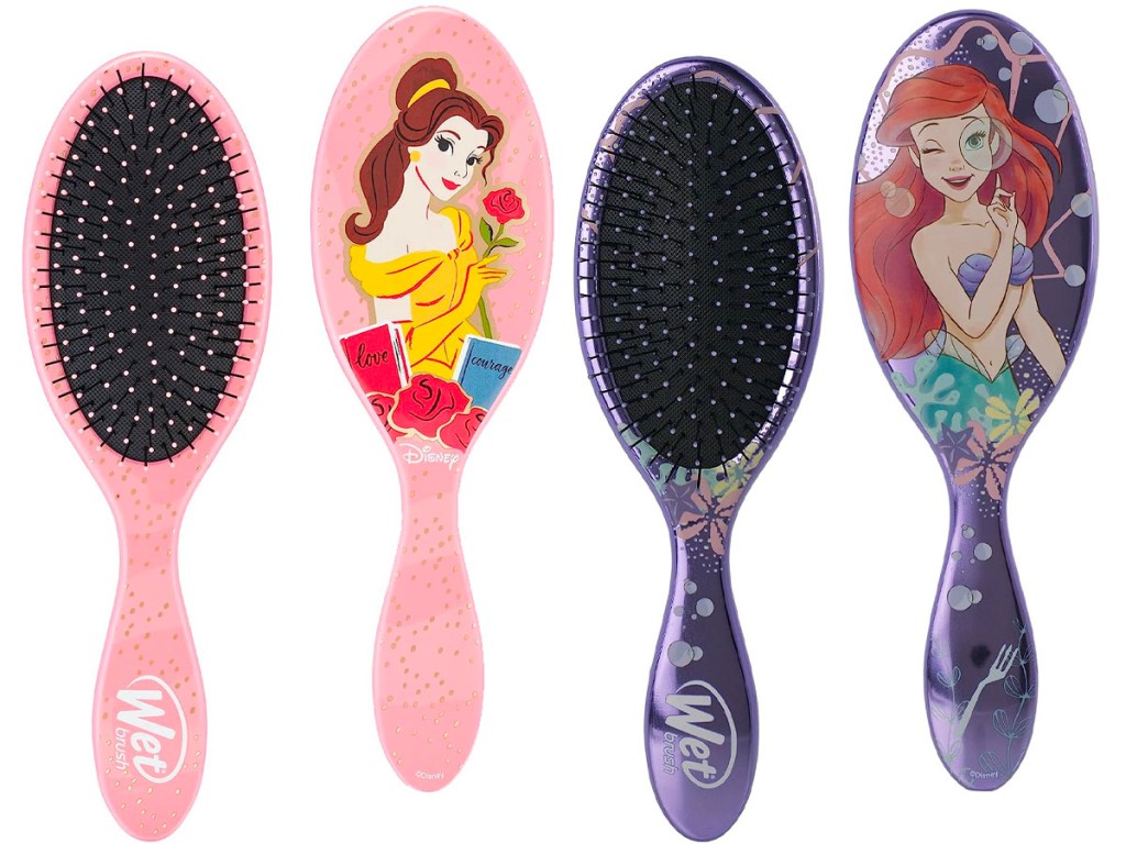 pink belle and purple ariel wet brushes front and back images