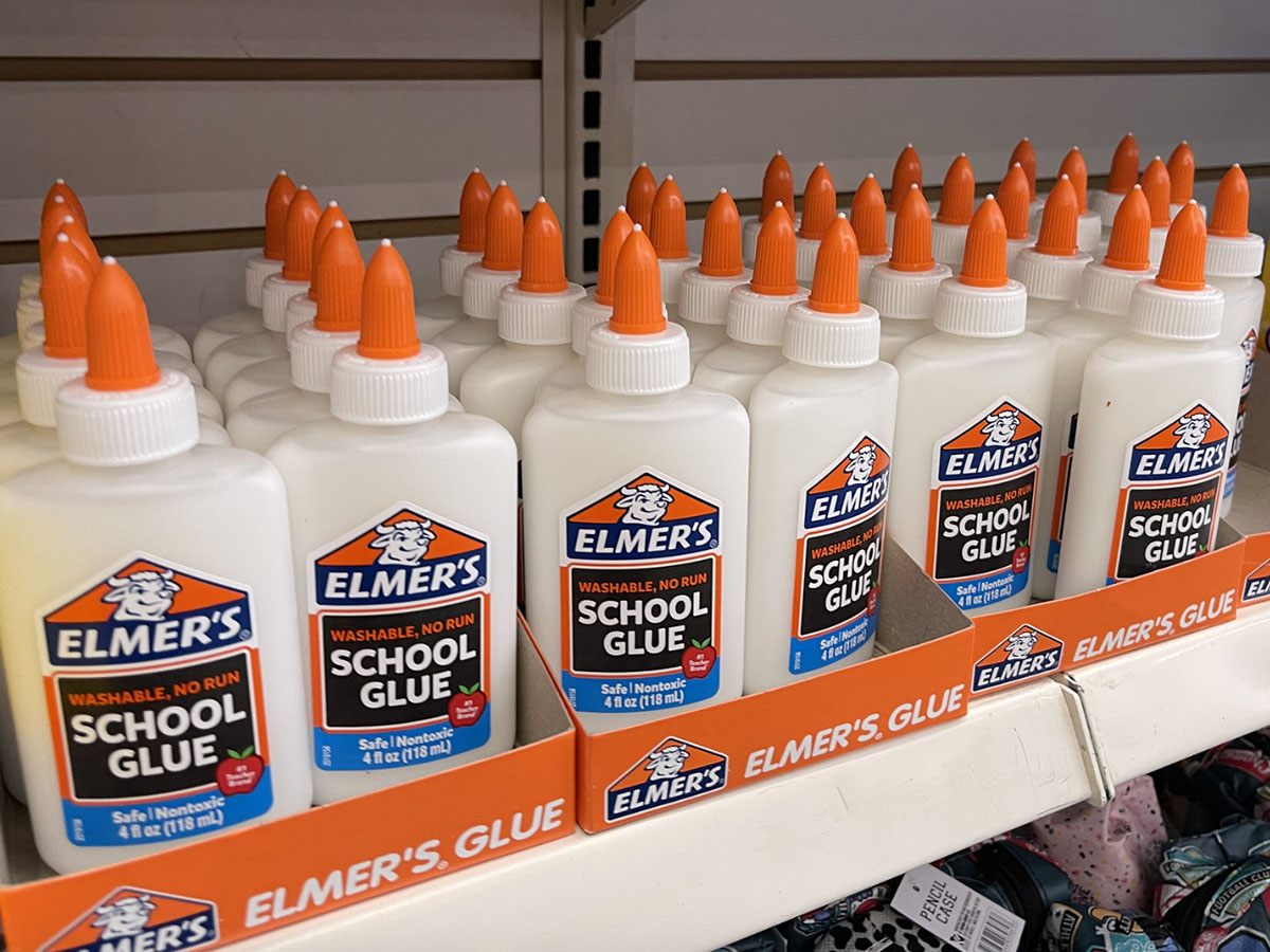 elmers glue lined up in box