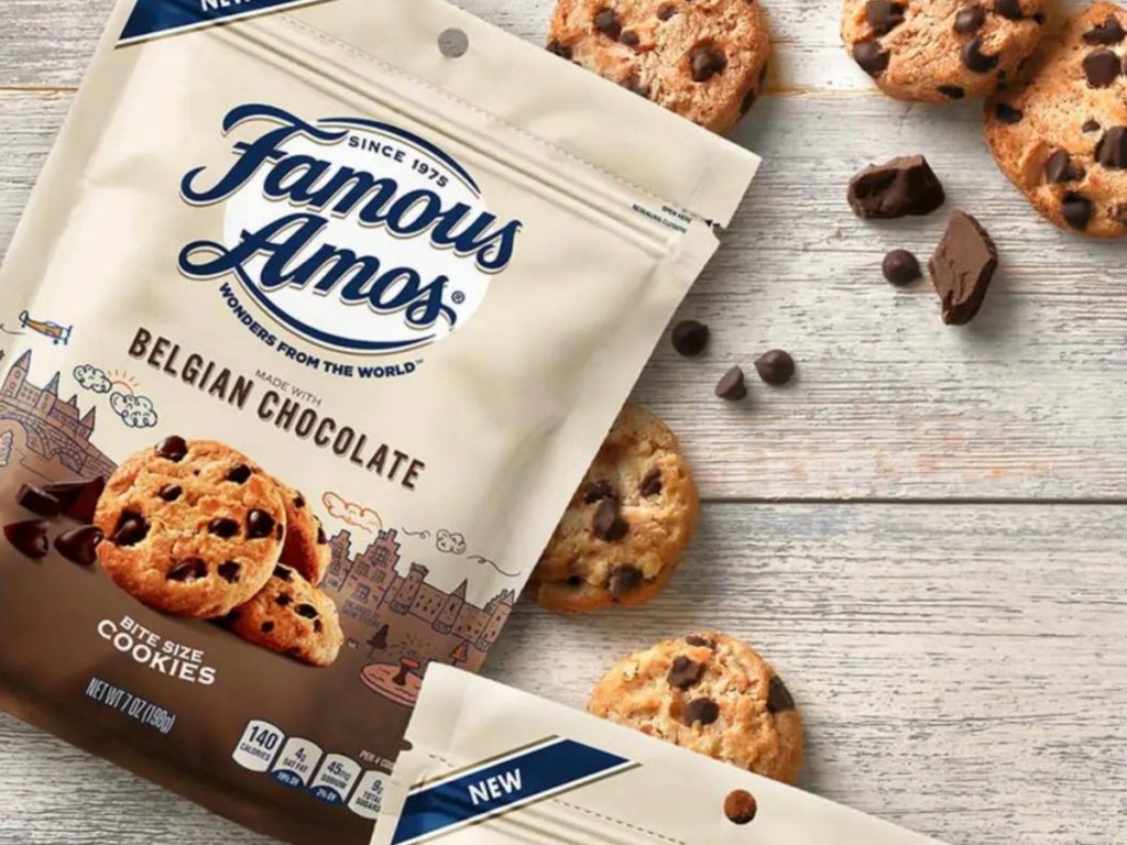 famous amos belgian chocolate chip cookie bag with cookies