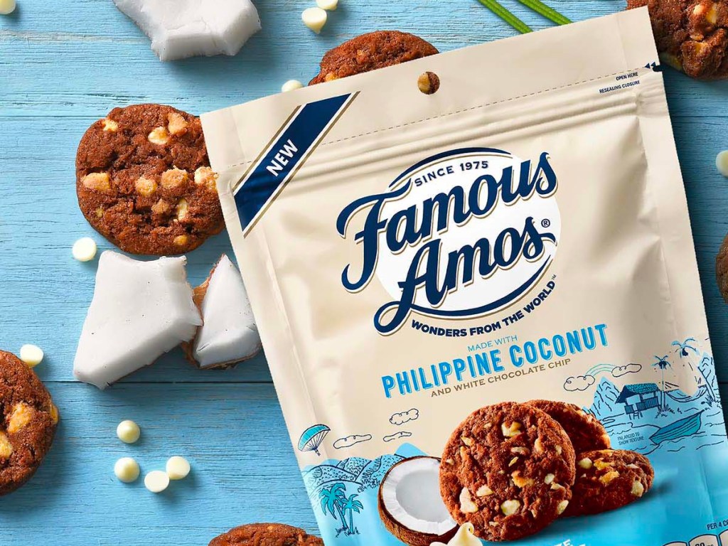 famous amos belgian coconut cookie bag with cookies