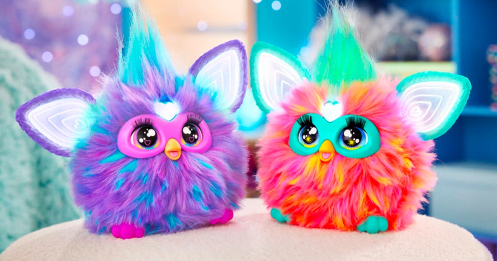 purple and coral furby toys