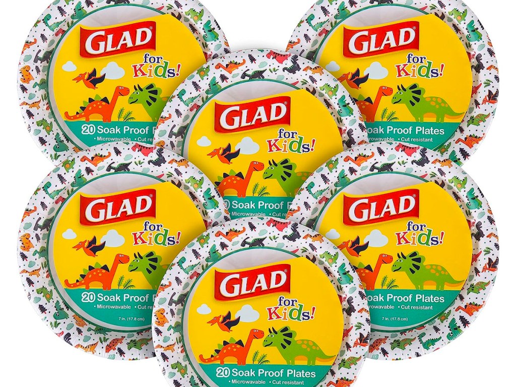 6 packages of glad for kids paper plates